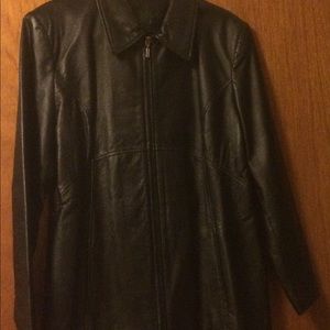 Ladies black leather jacket